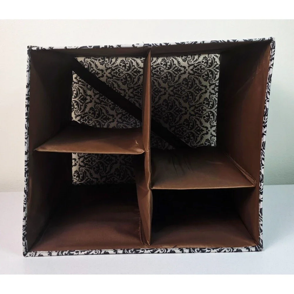 JOY MANGANO Better Beauty Bag Cube Black & White Paisley Collapsible Shell Only